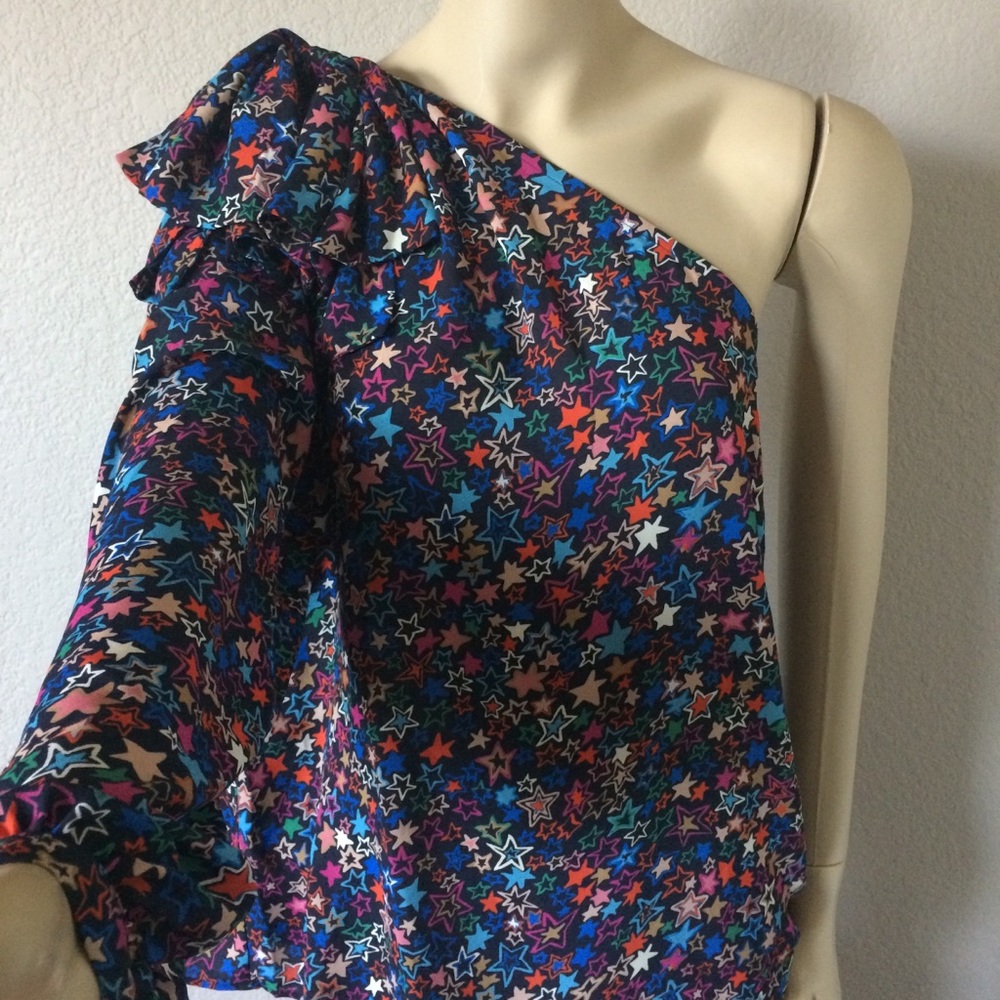 J. Crew long sleeve one shoulder star blouse - Picture 3 of 8
